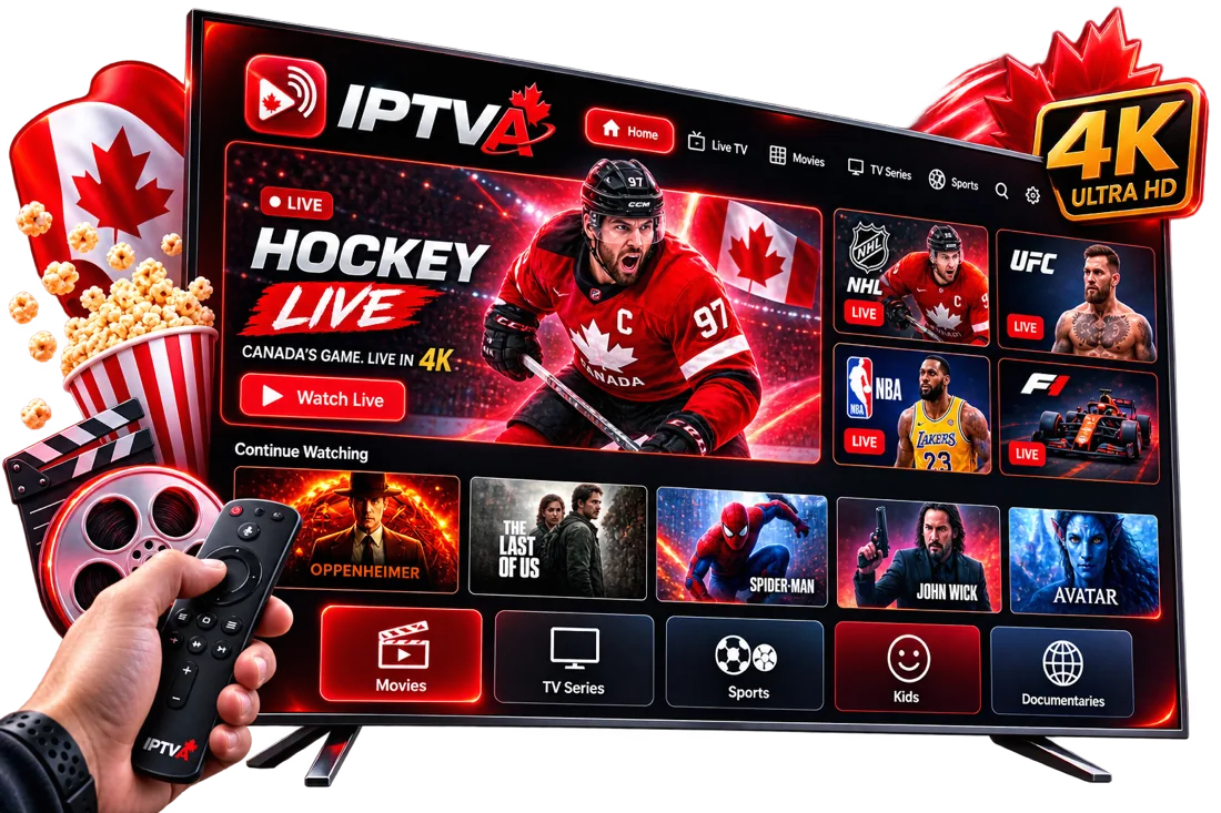 What is IPTV — streaming interface showing live TV and on-demand content